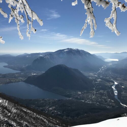 View from Monte Faie on Lago Maggiore, Lago di Merluzzo and Lago d'Orta