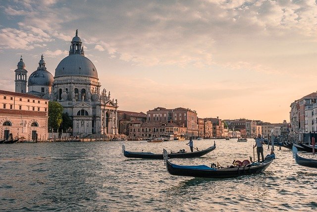 View of Venice with gondolas